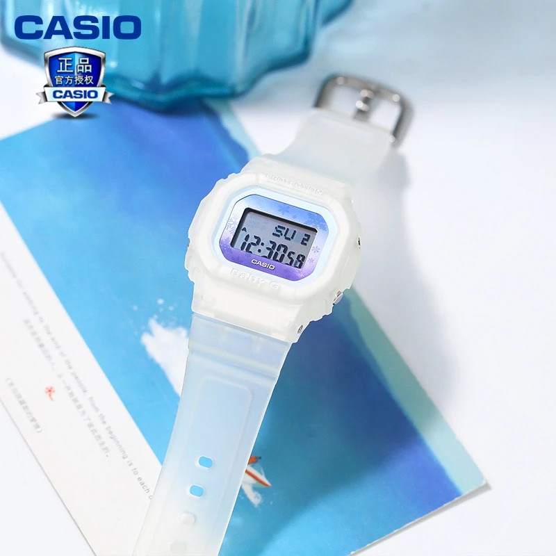 商品[国内直发] Casio|（限时5折）卡西欧原装正品女款石英电子小方块系列防水抗震雪花限量版,价格¥298,第4张图片详细描述