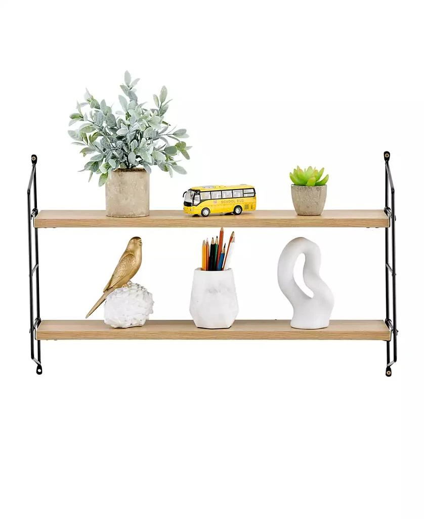 商品Danya B|Severini Floating Bracket Farmhouse Two-Tier Wall Shelf, Black,价格¥260,第2张图片详细描述