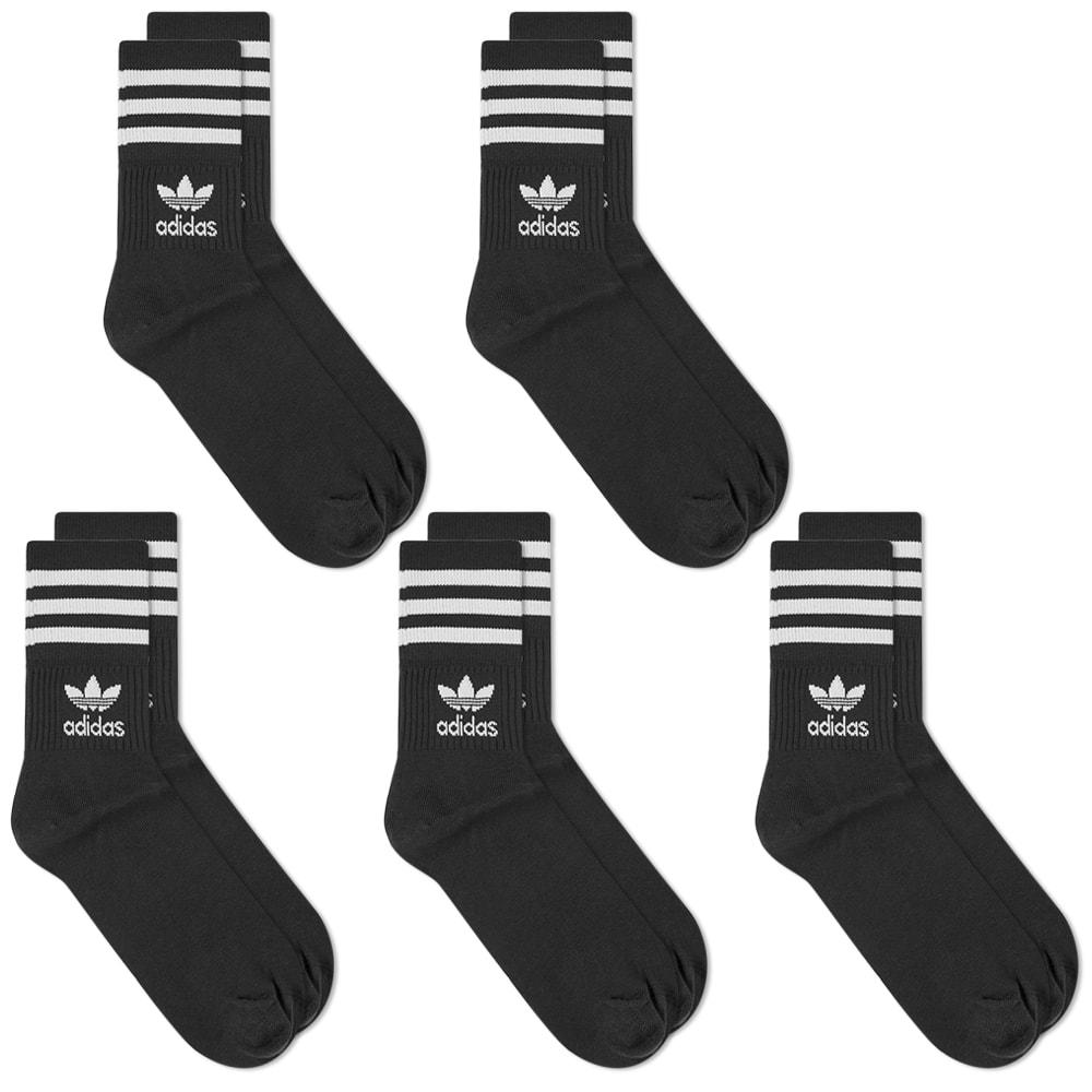 Adidas Solid Mid Cut Sock - 5 Pack商品第1张图片规格展示