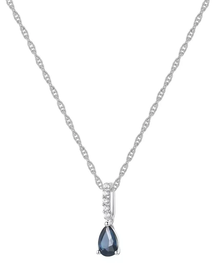 商品Macy's|Sapphire (1/2 ct. t.w.) & Diamond (1/20 ct. t.w.) Linear Pendant 18" Necklace in 14k White Gold (Also Available in Ruby & Emerald),价格¥2773,第3张图片详细描述