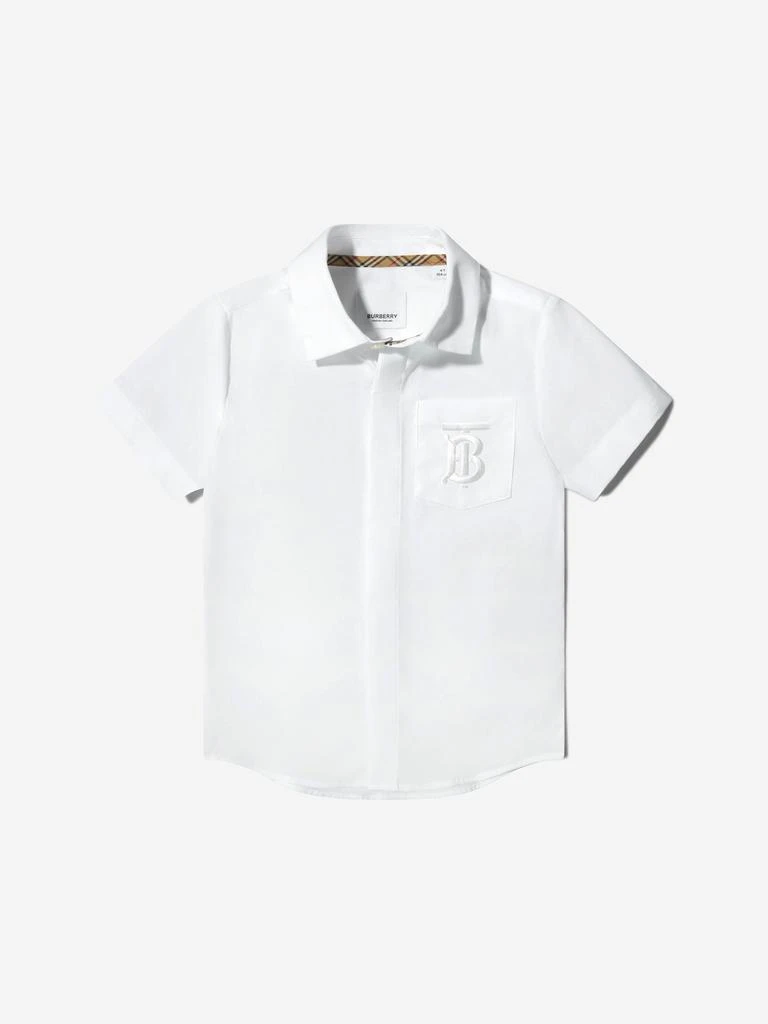 商品Burberry|Burberry White Boys Cotton Short Sleeve Shirt,价格¥820,第1张图片