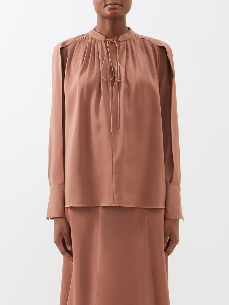 商品Joseph|Cobden drawstring-front wool-blend blouse,价格¥3449,第1张图片