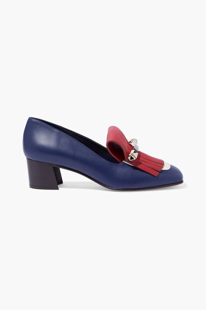 商品Valentino|Uptown studded fringed color-block leather pumps,价格¥3749,第1张图片