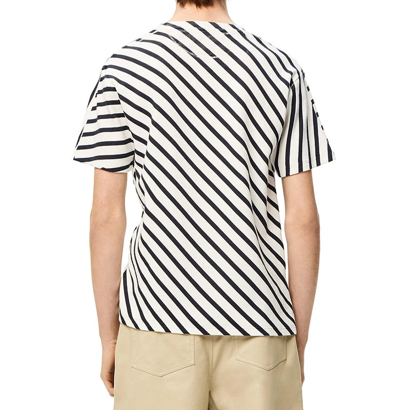 商品Loewe|【预售3-7天】LOEWE/罗意威 22年秋冬新款 男士白色/海军蓝色棉质混纺斜条纹印花T恤H526Y22X29-4933,价格¥4211,第6张图片详细描述