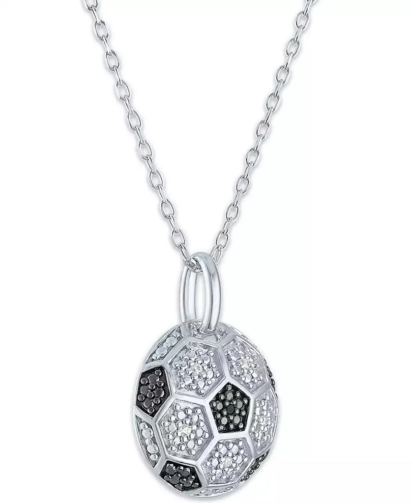 商品Macy's|Black & White Diamond Accent Soccer Ball Pendant Necklace in Sterling Silver, 16" + 2" extender,价格¥262,第4张图片详细描述