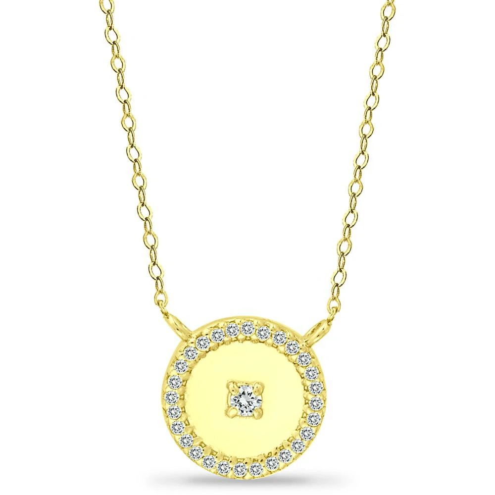 商品Giani Bernini|Cubic Zirconia Polished Halo Pendant Necklace in 18k Gold-Plated Sterling Silver, 16" + 2" extender, Created for Macy's,价格¥209,第1张图片