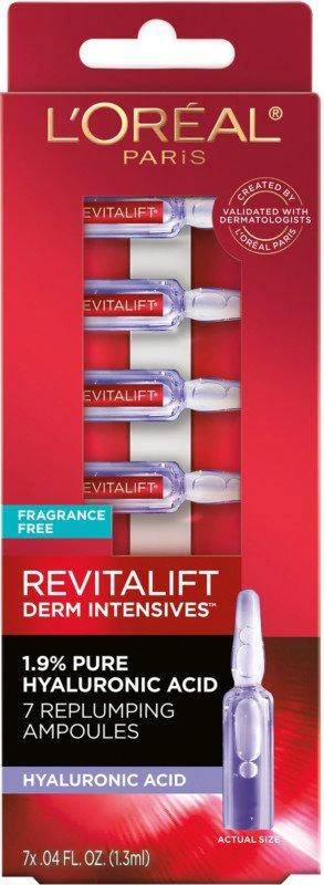 商品L'Oreal Paris|Revitalift Derm Intensives 1.9% Pure Hyaluronic Acid Replumping Ampoules,价格¥187,第1张图片