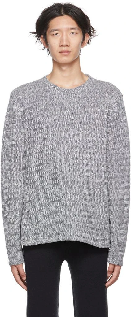 商品Vince|Off-White & Navy Loose Knit Sweater,价格¥519,第1张图片