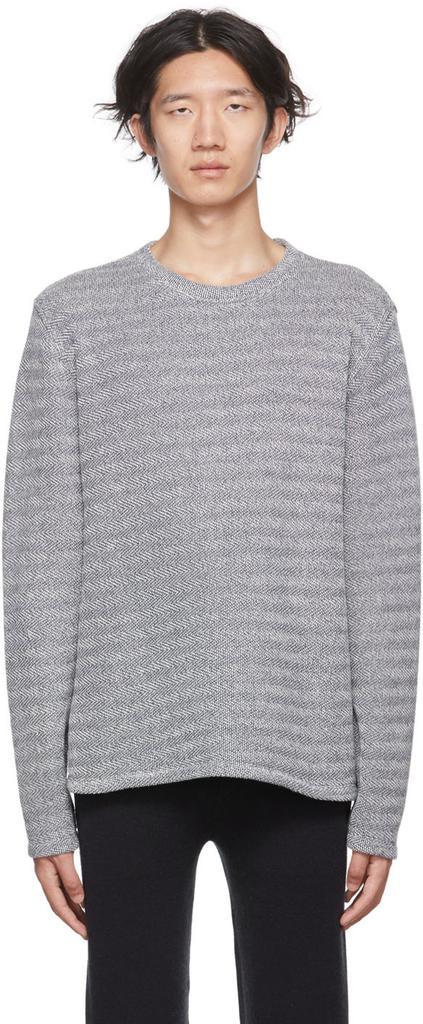 商品Vince|Off-White & Navy Loose Knit Sweater,价格¥2393,第1张图片