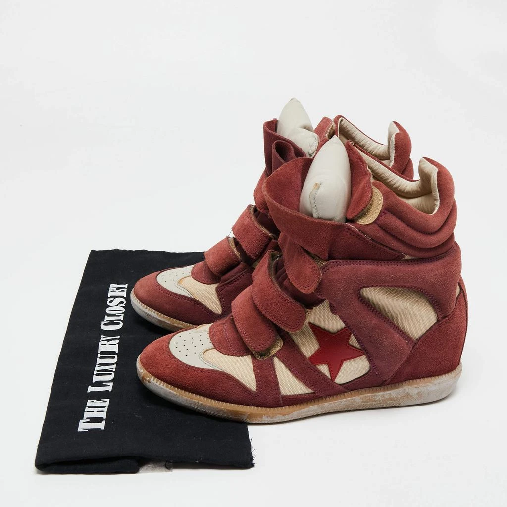 Isabel Marant Brown/Burgundy Suede And Leather Bekett Wedge Sneakers Size 39 商品