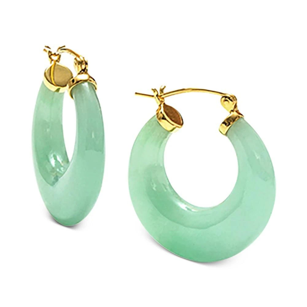商品Macy's|Dyed Jade (25mm) Small Hoop Earrings in 14k Gold-Plated Sterling Silver, 1",价格¥718,第1张图片