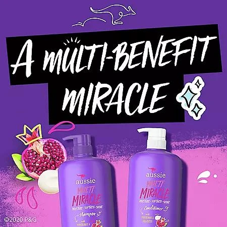 商品Aussie|Aussie Multi Miracle Shampoo with Pomegranate & Shea Butter (33.8 fl. oz.),价格¥81,第2张图片详细描述