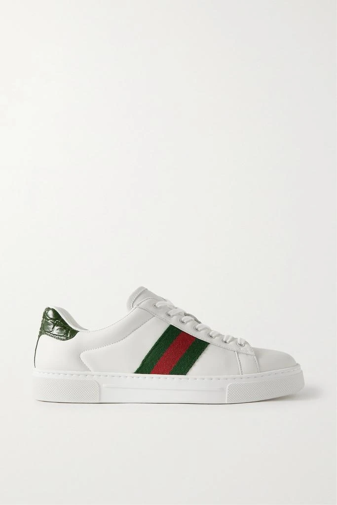 商品Gucci|Ace 织带边饰皮革运动鞋  - IT35,价格¥7558,第1张图片