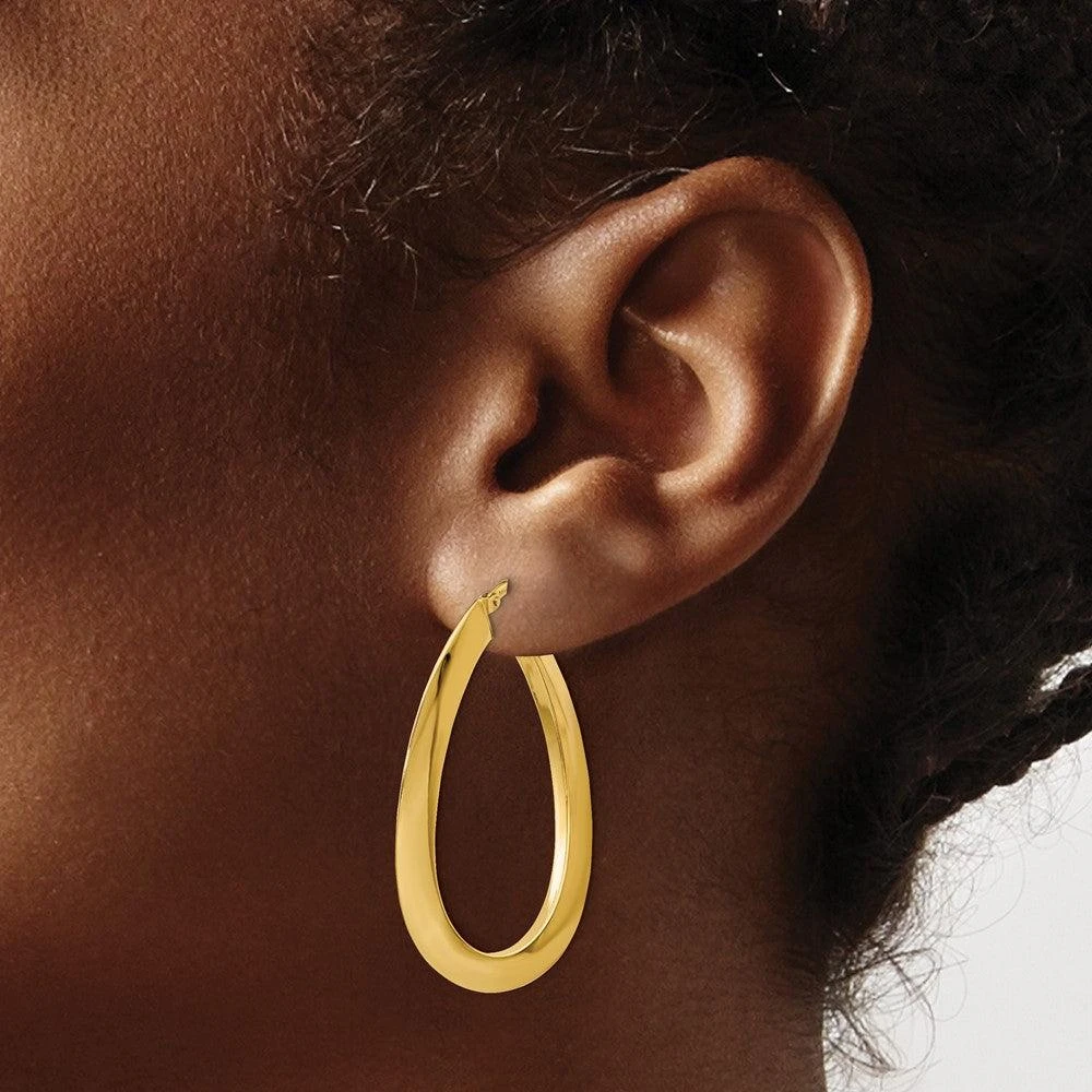商品Diamond2Deal|14K Yellow Gold Oval Twisted Hoop Earrings 38mm,价格¥6617,第3张图片详细描述