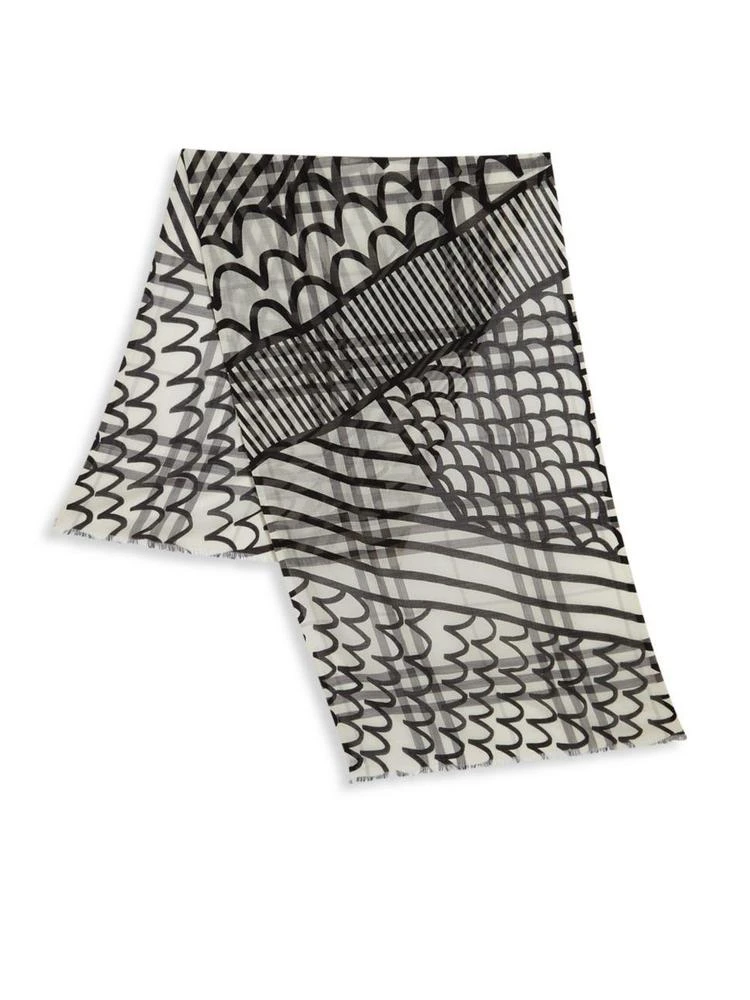 商品Burberry|Painted Patchwork Giant Check Wool & Silk Gauze Scarf,价格¥2283,第2张图片详细描述