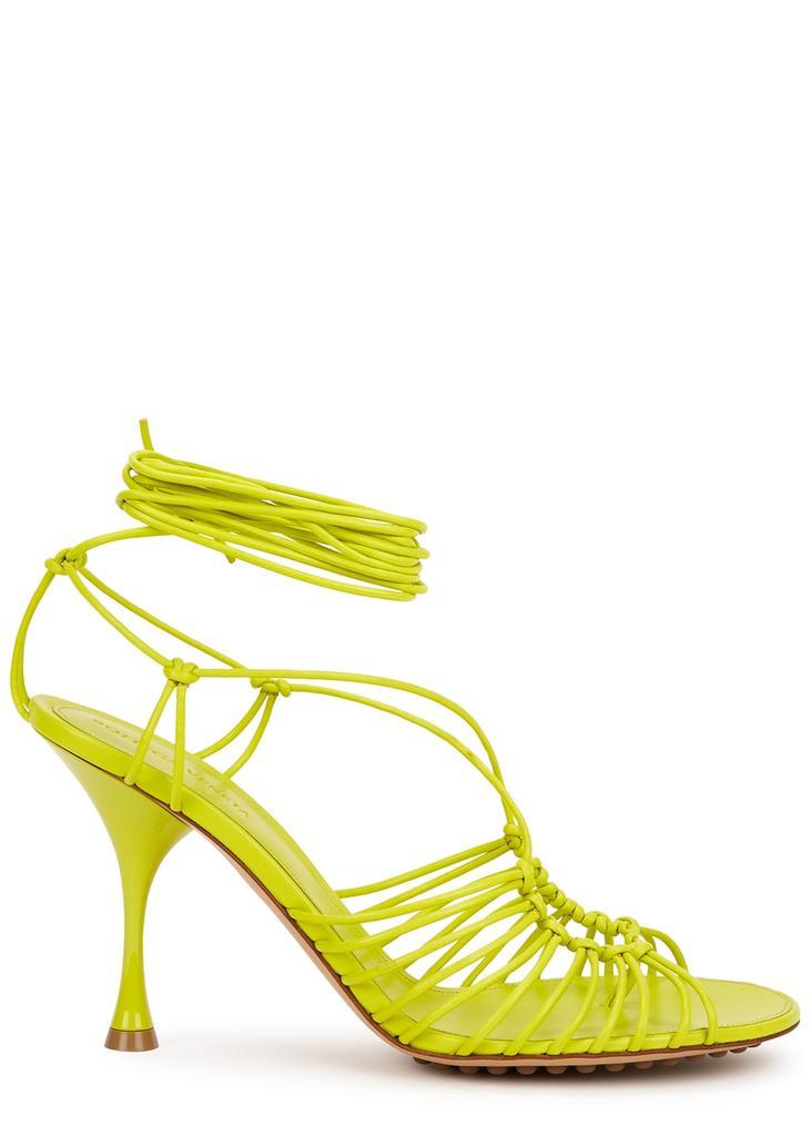 商品Bottega Veneta|Dot 90 lime lace-up leather sandals,价格¥7940,第1张图片