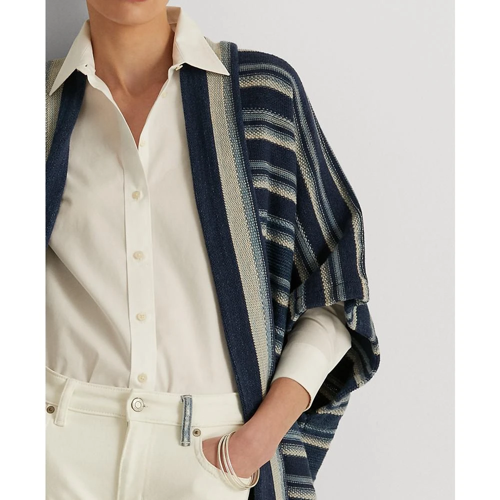 商品Ralph Lauren|Striped Cotton Fringe-Trim Cardigan,价格¥436,第3张图片详细描述