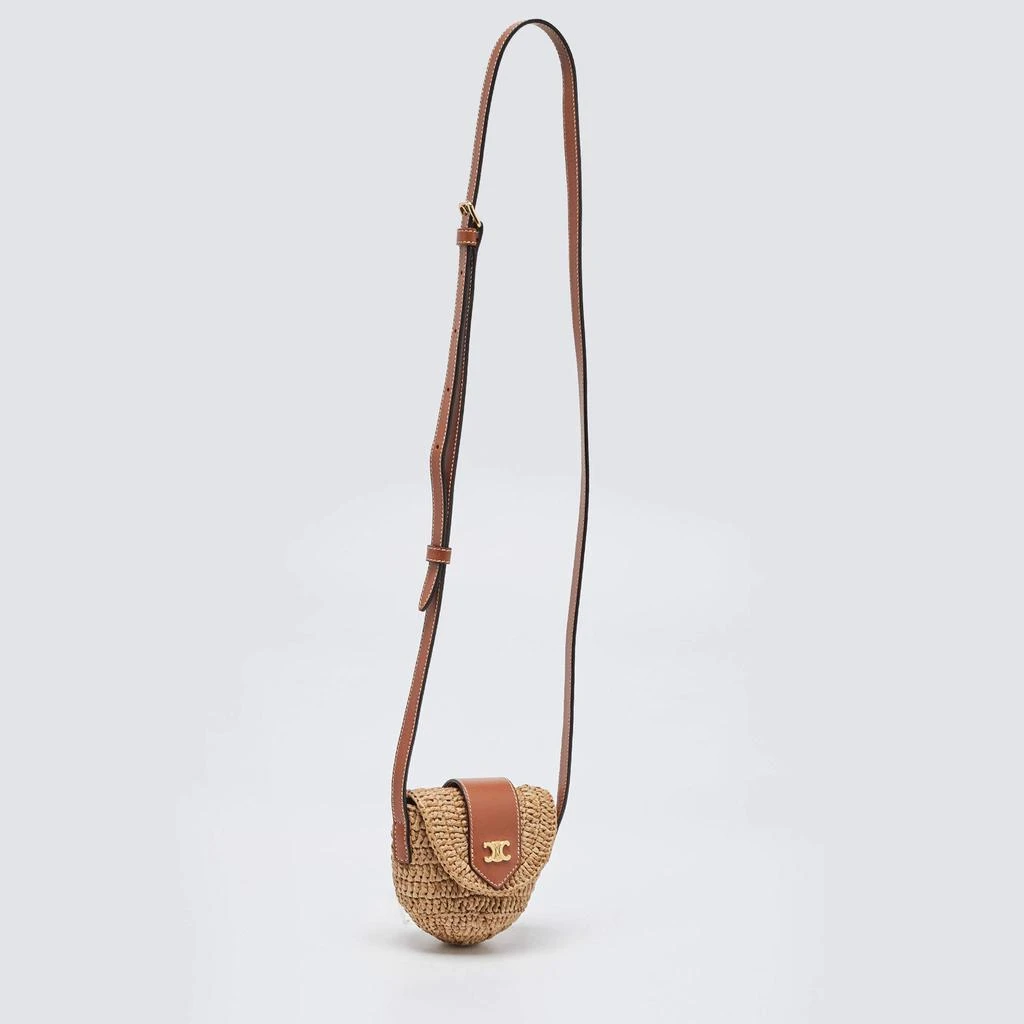 商品[二手商品] Celine|Celine Beige/Brown Straw and Leather Crossbody Bag,价格¥26318,第3张图片详细描述