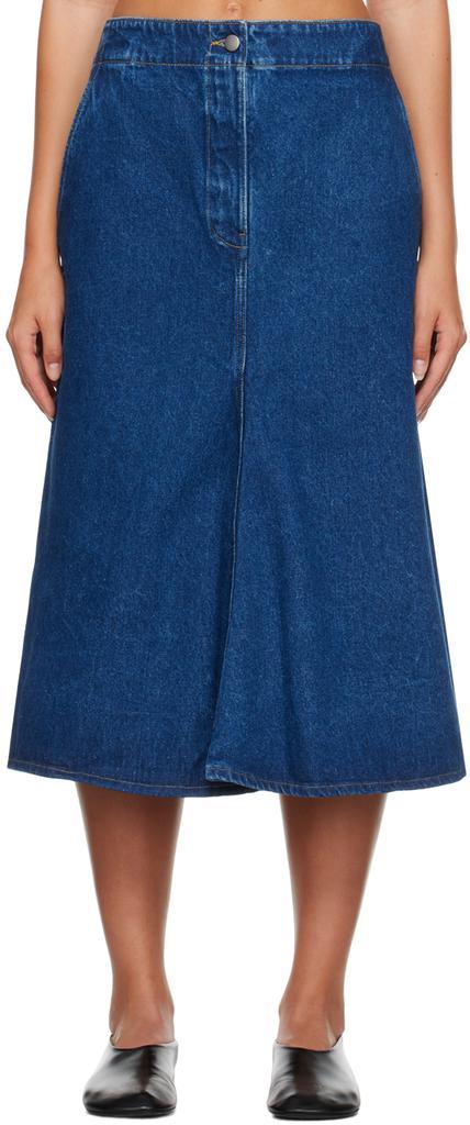 商品Studio Nicholson|Indigo Preto Denim Midi Skirt,价格¥2588,第1张图片