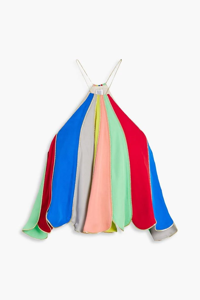 商品Rosie Assoulin|Metallic-trimmed striped silk-crepe top,价格¥2970,第3张图片详细描述
