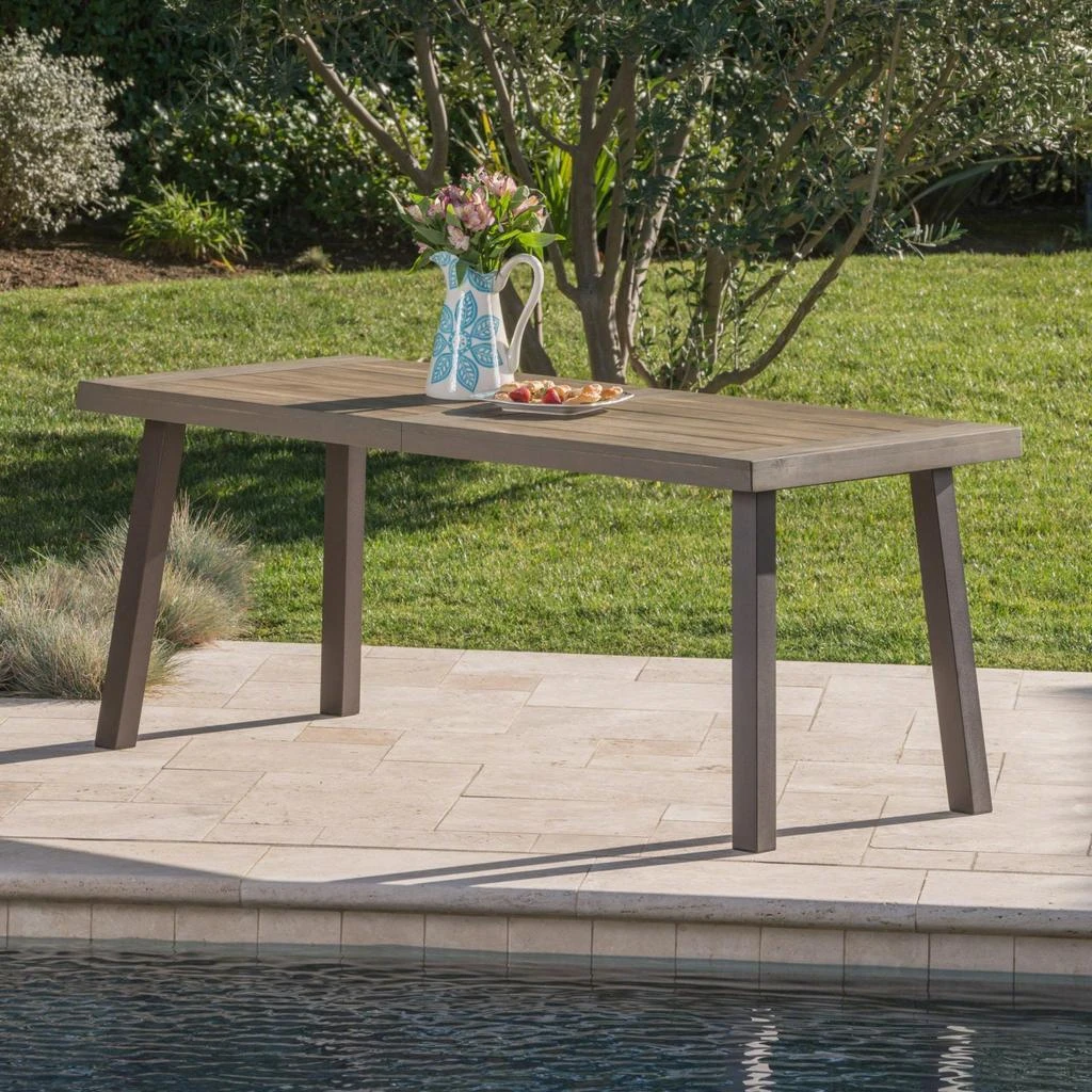 商品Streamdale Furniture|Streamdale Della Acacia Wood Dining Table, Grey/Rustic Metal,价格¥3421,第1张图片