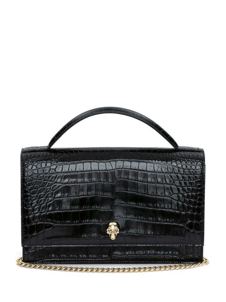 商品Alexander McQueen|ALEXANDER MCQUEEN - Skull Embossed Croc Leather Top Handle Bag,价格¥8074,第1张图片