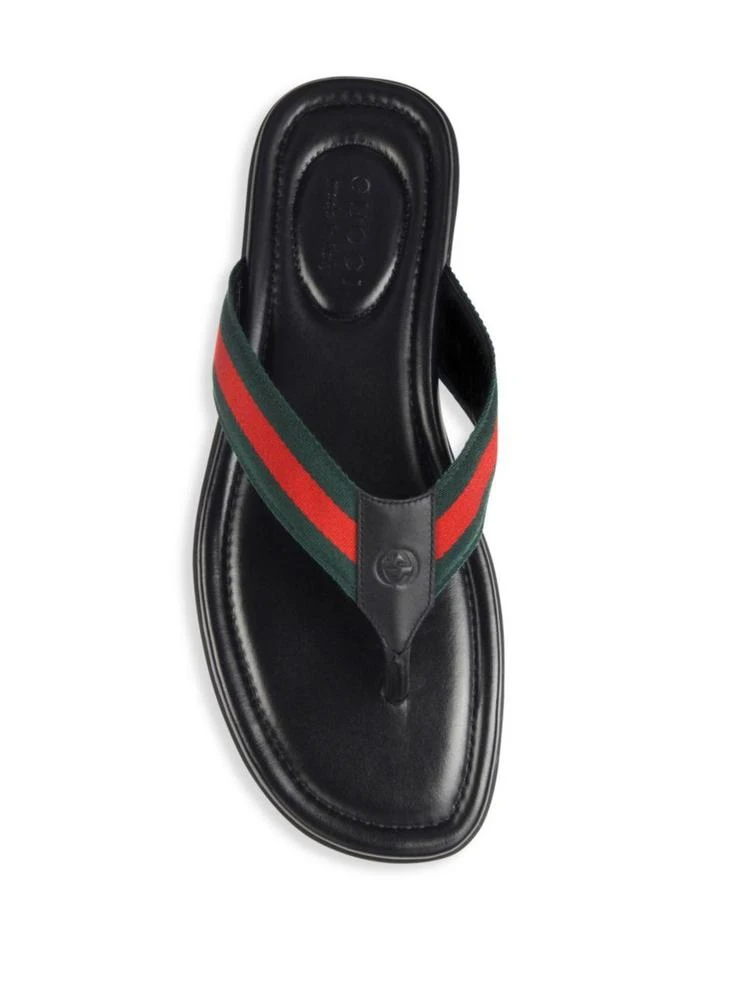 商品Gucci|Titian Beach Web & Leather Thong Sandals,价格¥2775,第4张图片详细描述