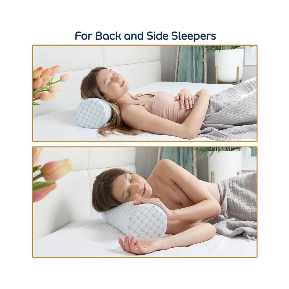 商品Nestl|Memory Foam Neck Pillow with Cooling Cover, Medium Firm,价格¥131,第3张图片详细描述