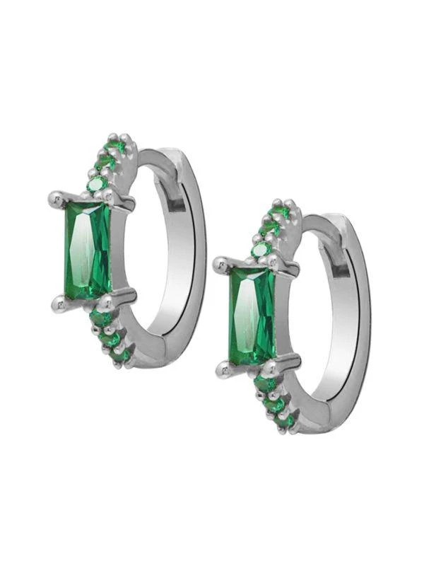 商品Gabi Rielle|I Heart You Sterling Silver & Cubic Zirconia Huggie Earrings,价格¥450,第2张图片详细描述