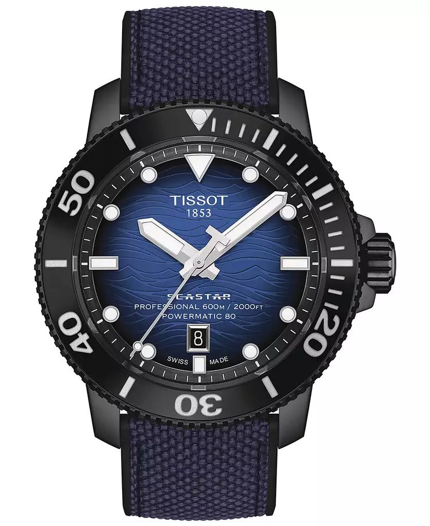 商品Tissot|Men's Seastar 2000 Professional Powermatic 80 Automatic Two-Tone Rubber Strap Watch 46mm,价格¥9126,第1张图片