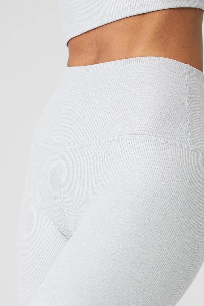 商品Alo|Alosoft Ribbed High-Waist Shimmer Legging - Light Grey Iridescent,价格¥837,第4张图片详细描述
