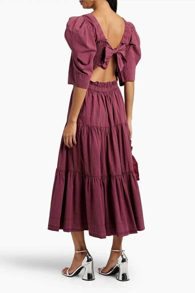 商品Sea|Simona bow-detailed smocked cotton midi dress,价格¥1312,第3张图片详细描述