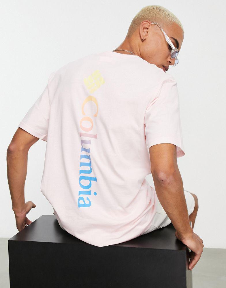 商品Columbia|Columbia Unionville back print t-shirt in pink Exclusive at ASOS,价格¥215,第1张图片