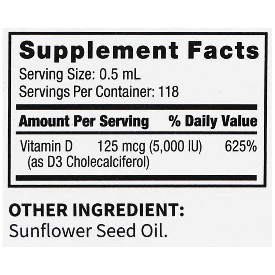 商品Walgreens Free & Pure|Liquid Vitamin D3 125 mcg (5000 IU),价格¥74,第5张图片详细描述