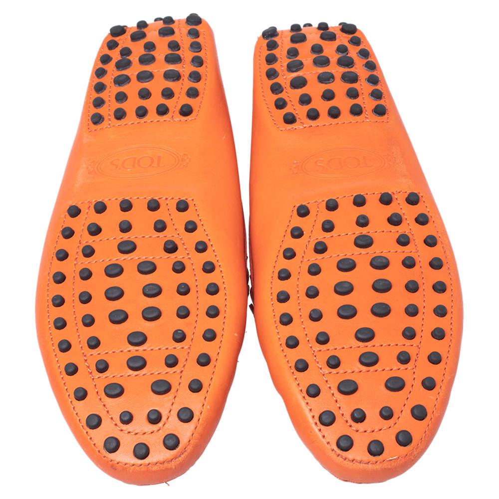 Tod's Orange Leather Bow Slip On Loafers Size 39商品第6张图片规格展示