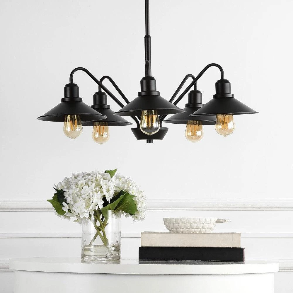 商品JONATHAN Y|Cole 27" 5-Light Metal Farmhouse Industrial LED Chandelier,价格¥1386,第5张图片详细描述