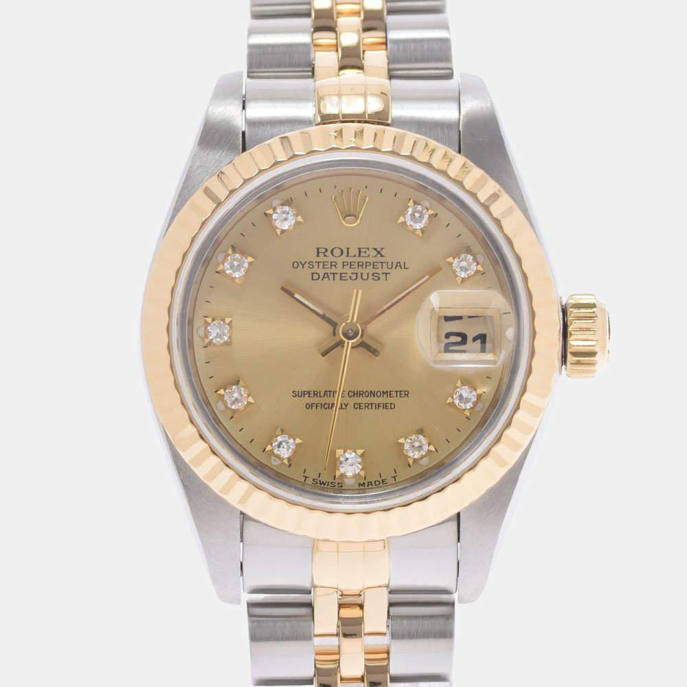 Rolex Champagne Diamonds 18K Yellow Gold And Stainless Steel Datejust 69173G Automatic Women's Wristwatch 26 mm商品第1张图片规格展示