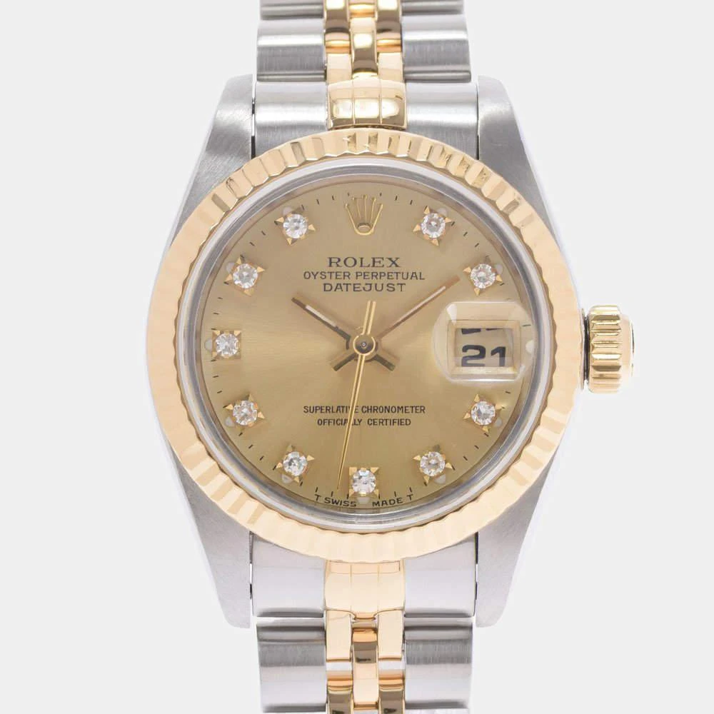 商品[二手商品] Rolex|Rolex Champagne Diamonds 18K Yellow Gold And Stainless Steel Datejust 69173G Automatic Women's Wristwatch 26 mm,价格¥36870,第1张图片