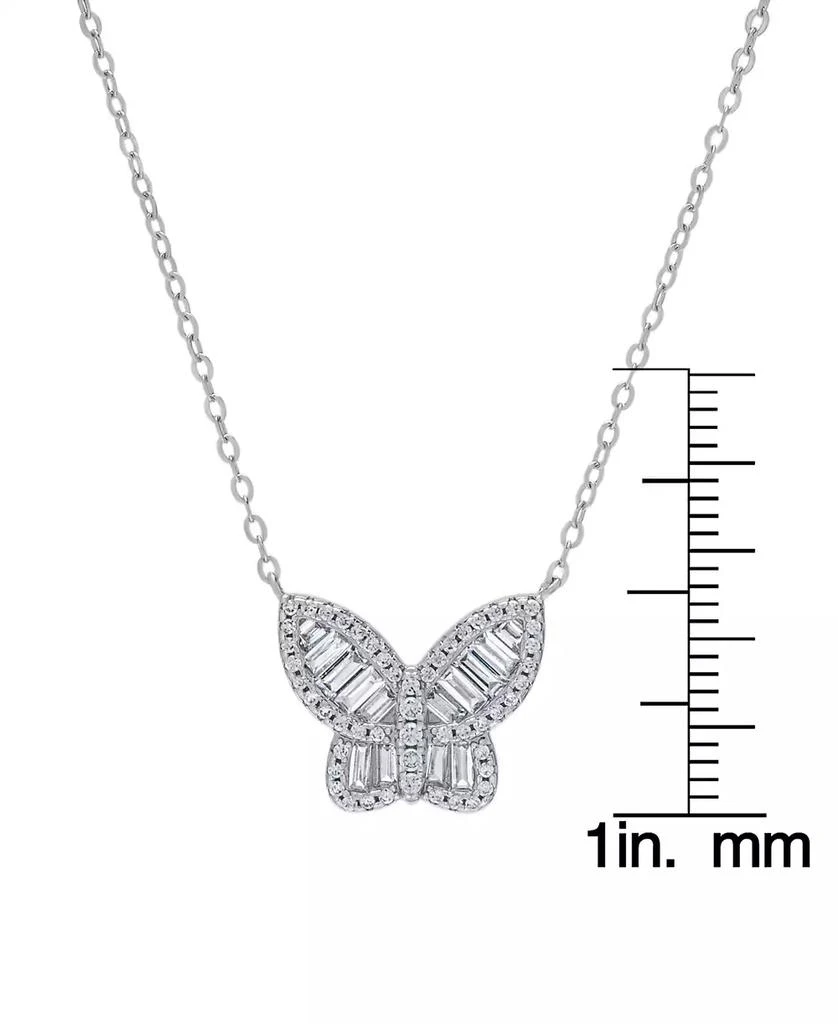 商品Macy's|Lab-Grown White Sapphire Baguette Butterfly 18" Pendant Necklace (3/4 ct. t.w.) in Sterling Silver,价格¥271,第3张图片详细描述