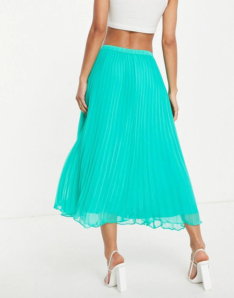 商品French Connection|French Connection pleated midi skirt in bold green,价格¥419,第2张图片详细描述