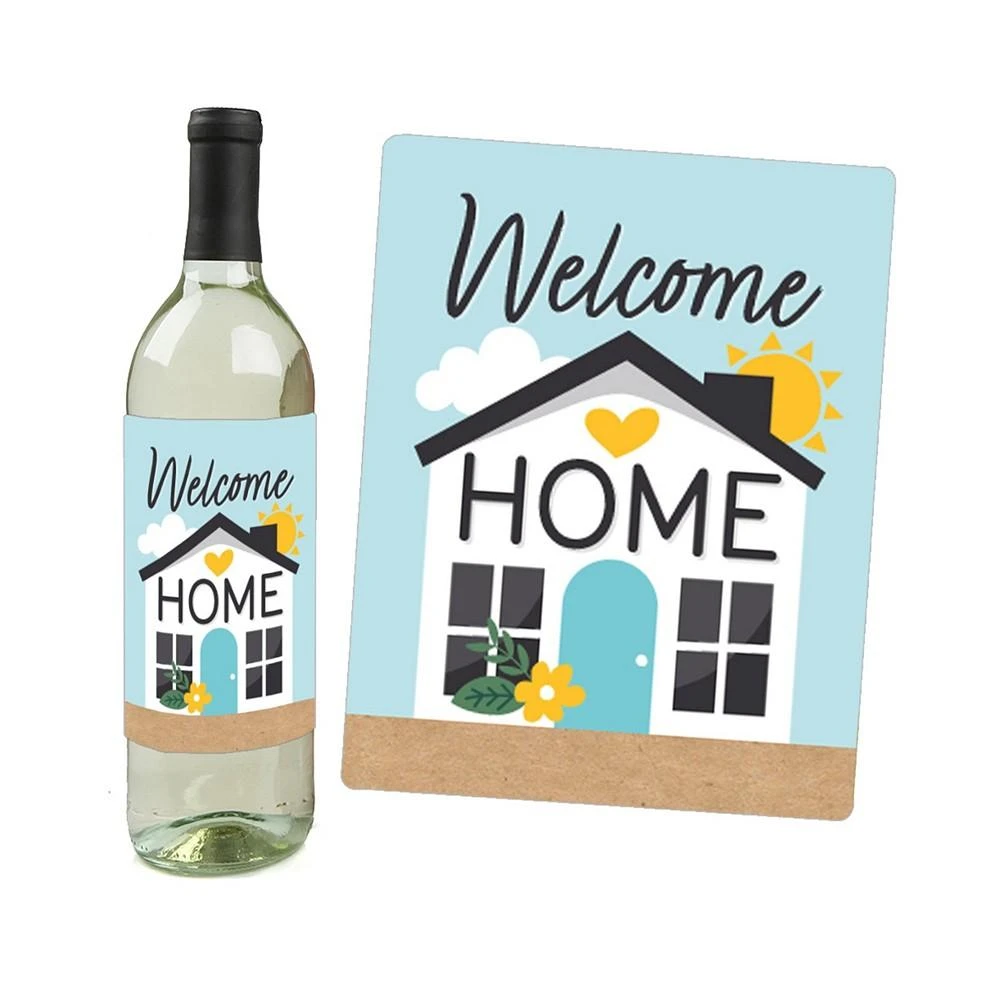 商品Big Dot of Happiness|Welcome Home Housewarming - New Sweet Home Decor Wine Bottle Label Stickers 4 Ct,价格¥82,第2张图片详细描述