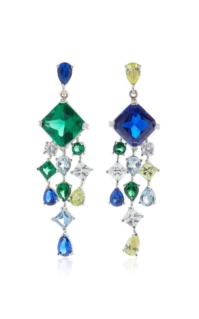 商品Anabela Chan|Anabela Chan - Asscher 18K White Gold; Rhodium Vermeil Multi-Gem Earrings - Multi - OS - Moda Operandi - Gifts For Her,价格¥21491,第1张图片