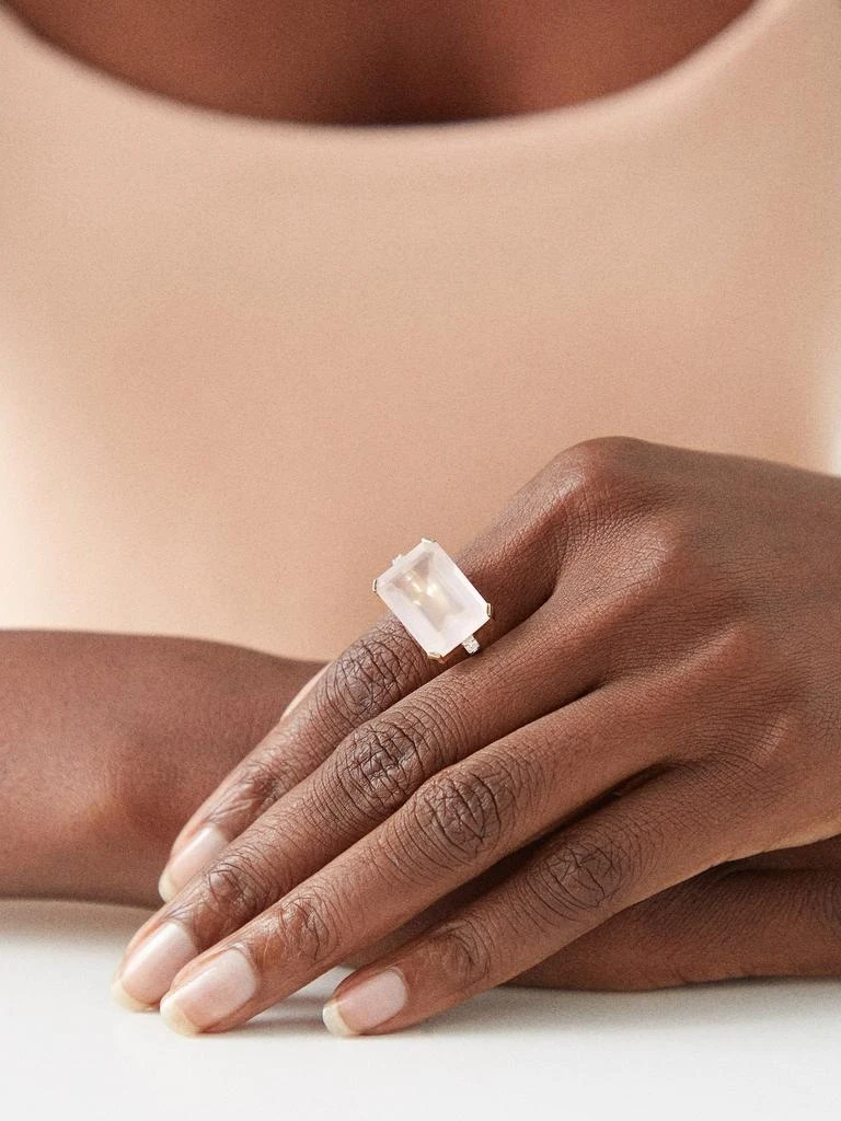 商品MATEO|East West diamond, rose quartz & 14kt gold ring,价格¥17753,第2张图片详细描述