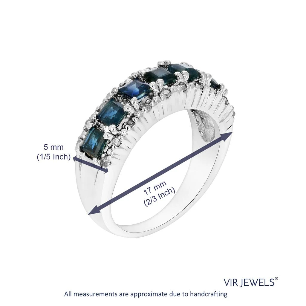 0.70 cttw Blue Sapphire and Diamond Ring .925 Sterling Silver Rhodium Princess 商品