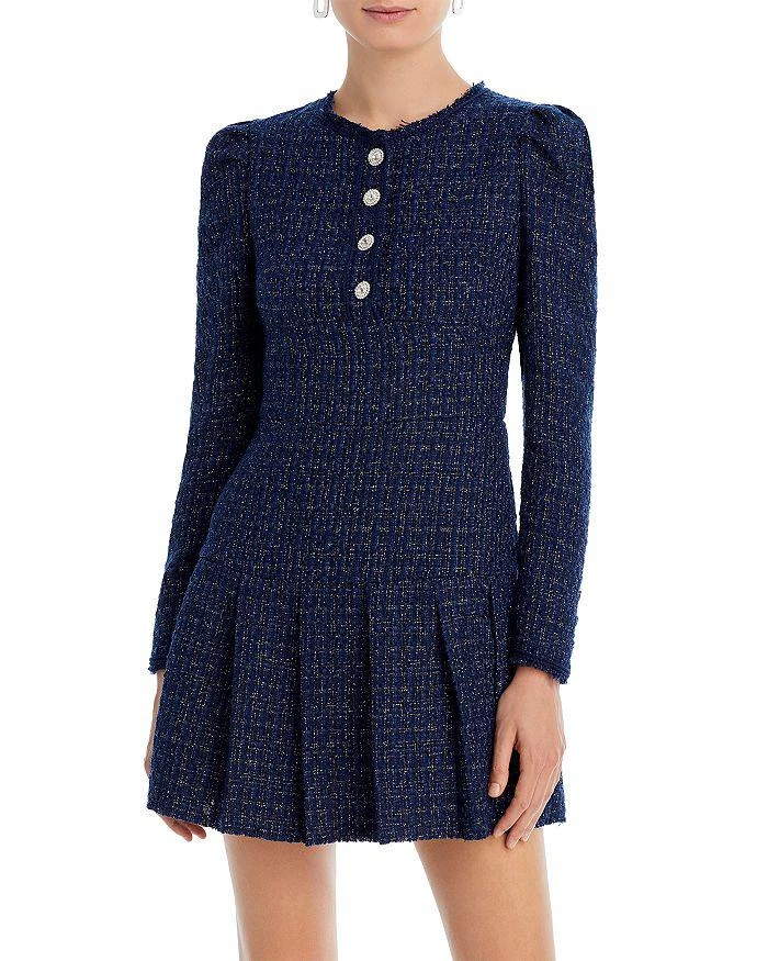 商品AQUA|Tweed Pleated Mini Dress - 100% Exclusive,价格¥889,第3张图片详细描述