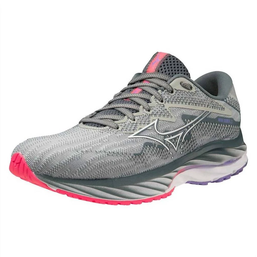 商品Mizuno|Women Wave Rider 27 Running Shoes - Wide In Pearl Blue/white,价格¥536,第1张图片