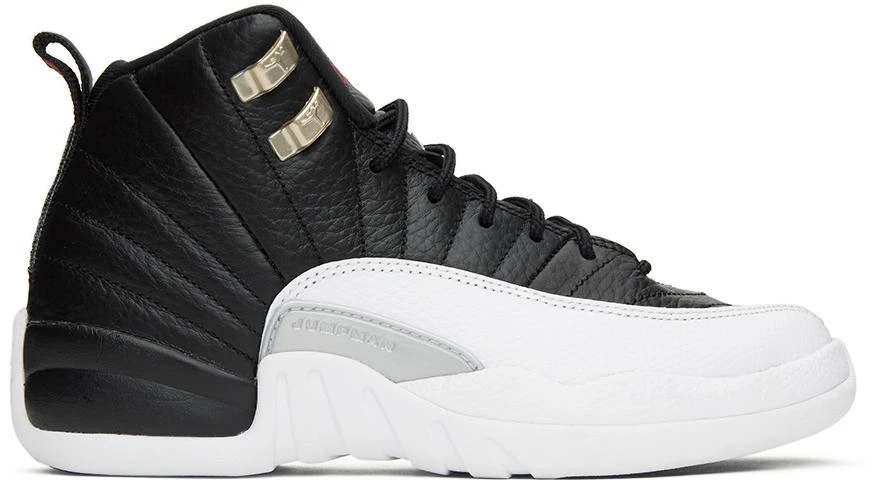 商品Jordan|Kids Black & White Air Jordan 12 Retro Big Kids Sneakers,价格¥981,第1张图片