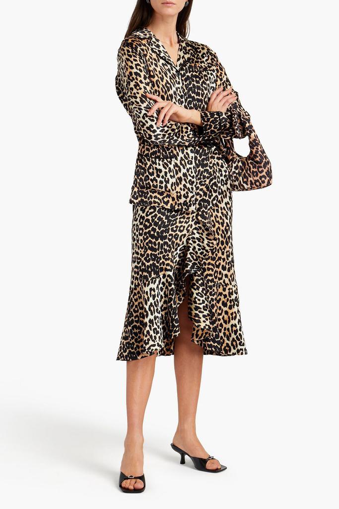 Leopard-print stretch-silk satin blouse商品第2张图片规格展示