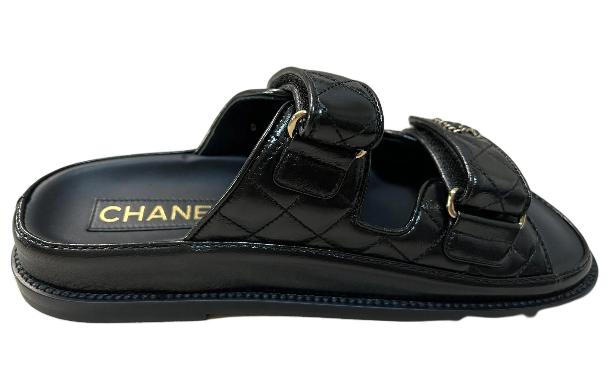 商品[国内直发] Chanel|香奈儿 时尚舒适一字拖鞋 女款 黑色,价格¥12732,第3张图片详细描述