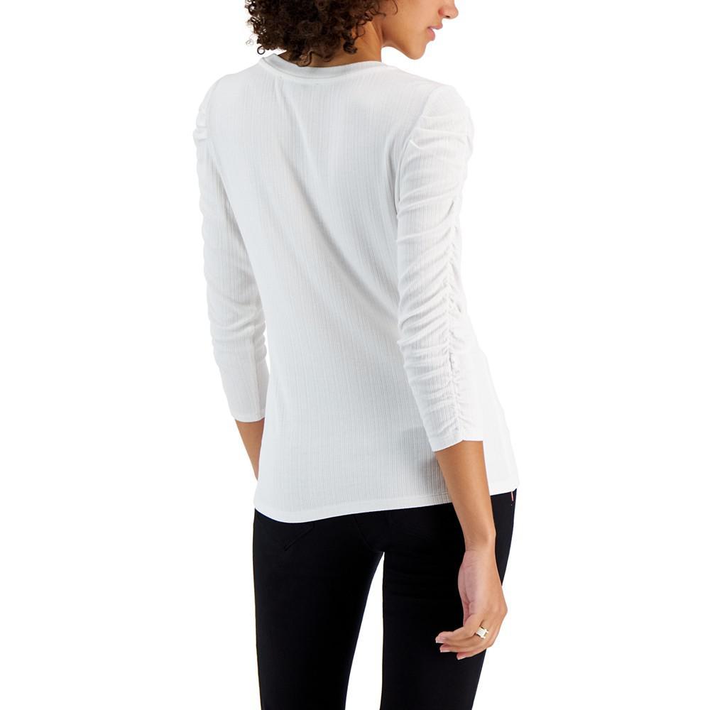 商品Tommy Hilfiger|Women's Ruched Sleeve Top,价格¥219,第4张图片详细描述